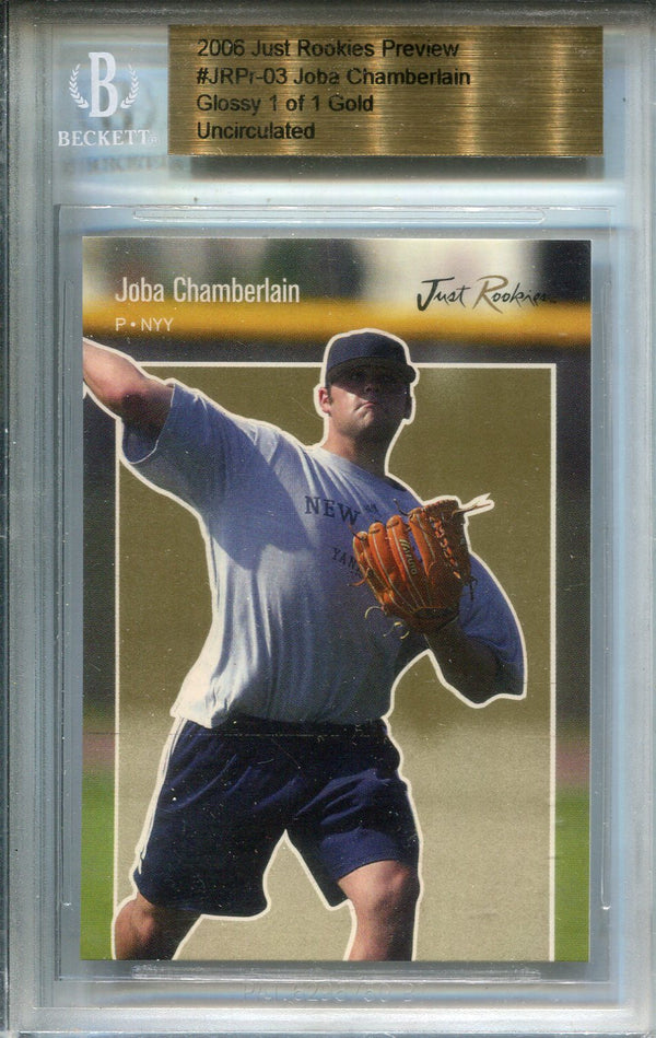 Joba Chamberlain 2006 Just Rookies Preview Glossy 1 of 1 Gold Rookie Card (BGS)