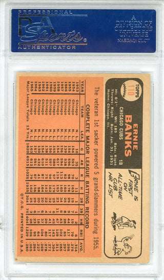 Ernie Banks Autographed 1966 Topps Card #110 (PSA)