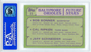 Cal Ripken Jr., Bob Bonner & Jeff Schneider 1982 Topps Card #21 (PSA Mint 9)