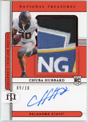 Chuba Hubbard Autographed 2021 Panini National Treasures Collegiate Rookie Jersey Card