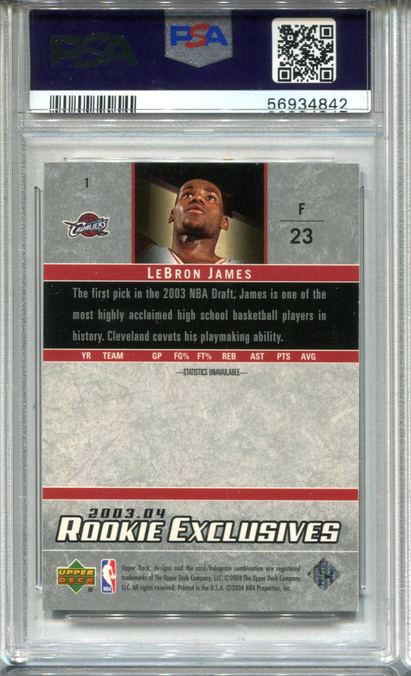 Lebron James 2003 Upper Deck #1 Rookie Exclusives PSA NM 7