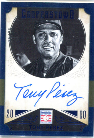 Tony Perez Autographed 2015 Panini Cooperstown Blue Border Autographed Card #25/25