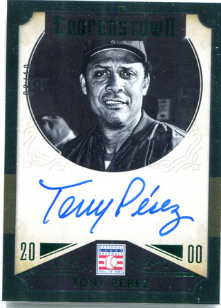 Tony Perez Autographed 2015 Panini Cooperstown Green Border Autographed Card #6/10