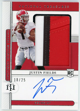 Justin Fields Autographed 2021 Panini National Treasures Collegiate Rookie Jersey Card