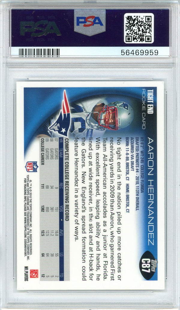 Aaron Hernandez 2010 Topps Chrome Rookie Card #C87 (PSA)