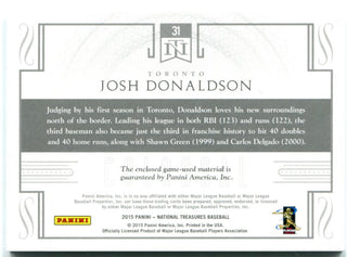 Josh Donaldson Panini National Treasures Colossal Patch Card 54/99