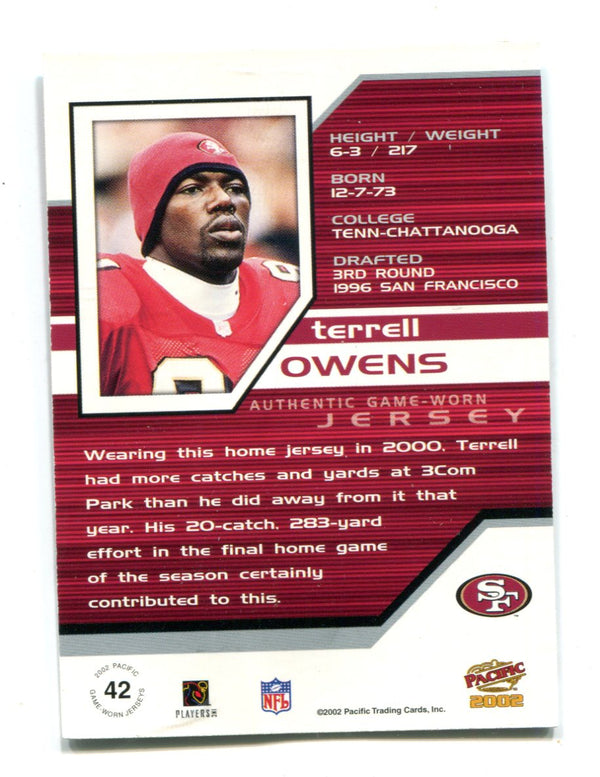 Terrell Owens 2002 Pacific Trading Cards #42 Jersey Card