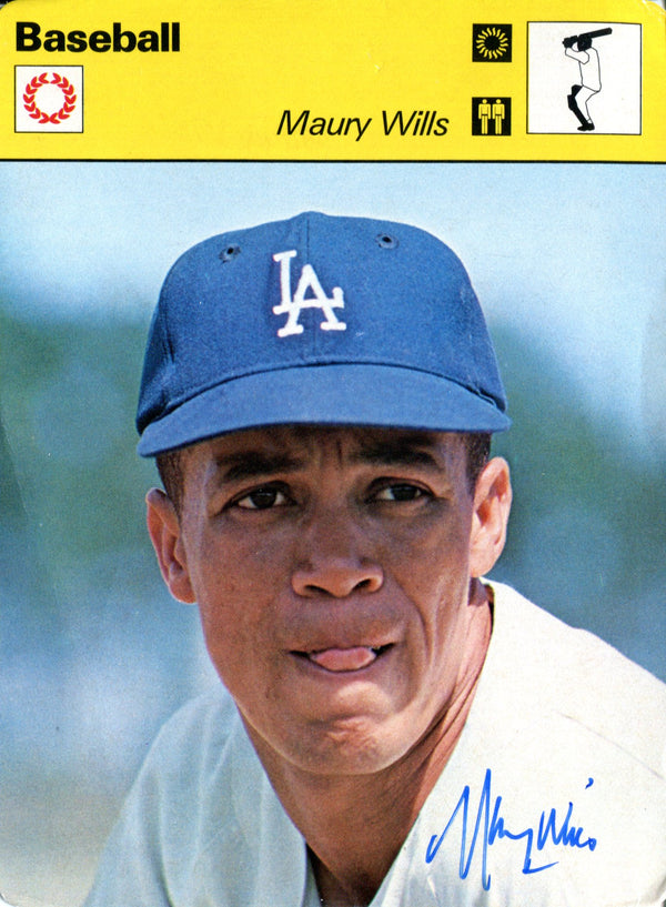 Maury Wills Autographed 1977 Baseball Photo Focus Card