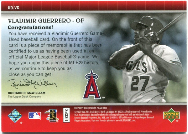 Upper Deck Game Materials Vladimir Guerrero Jersey Card