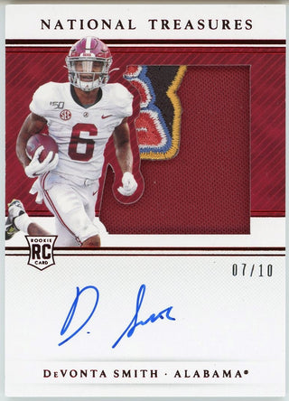 DeVonta Smith Autographed 2021 Panini National Treasures Collegiate Rookie Jersey Card