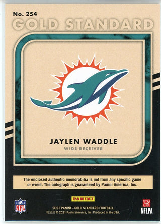 Jaylen Waddle Autographed 2021 Panini Gold Standard Rookie Patch Card #254