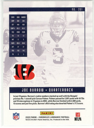 Joe Burrow 2020 Panini Chronicles Luminance Rookie Card #201