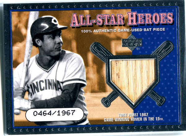 Tony Perez 2001 Upper Deck Game-Used Bat Card #464/1967