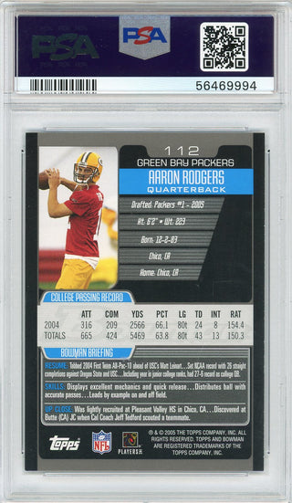 Aaron Rodgers 2005 Bowman Rookie Card #112 (PSA)