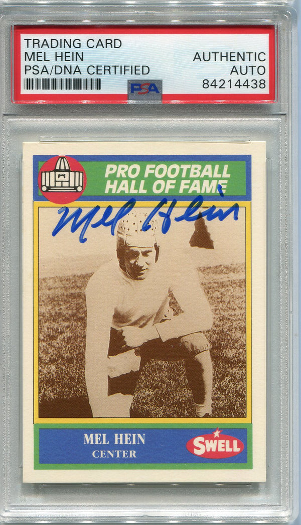 Mel Hein Autographed 1990 Swell Card #7 (PSA)