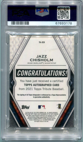 2021 Topps Tribute Jazz Chisolm Auto Green 42/99 PSA 10