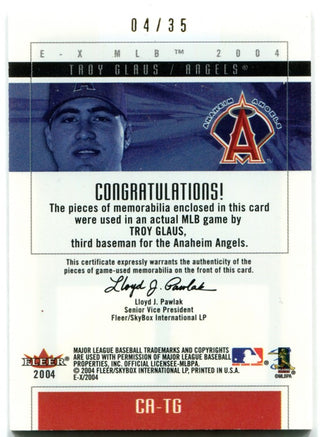 Troy Glaus EX Clearly Authentics Duel Patch Card