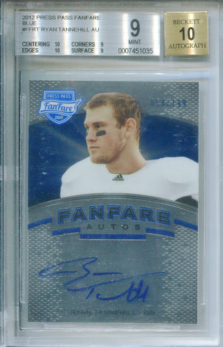 Ryan Tannehill Autographed 2012 Press Pass Blue Rookie Card 54/199 (BGS 9/10)