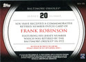 Frank Robinson 2012 Topps Commemorative Number Patch #RNFR Card