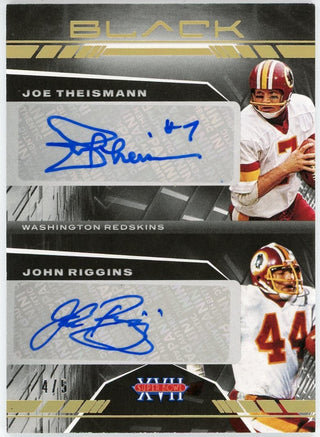 Joe Theismann & John Riggins Autographed 2021 Panini Black Super Bowl XVII Card