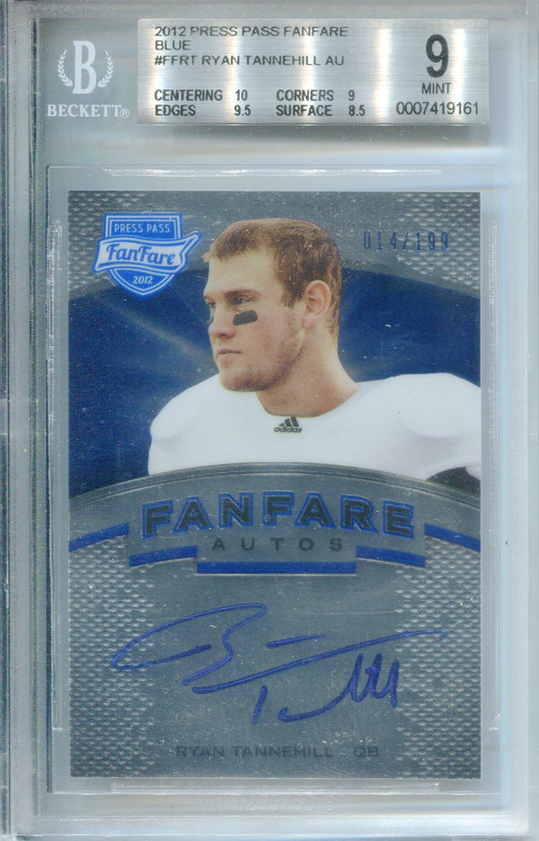 Ryan Tannehill Autographed 2012 Press Pass Blue Rookie Card 14/199 (BGS 9/10)