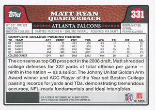 Matt Ryan 2008 Topps Rookie Card