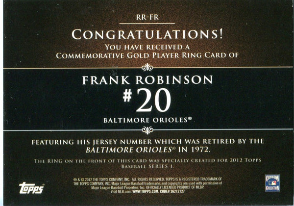 Frank Robinson 2012 Topps Retired Rings #RRFR Ring card /736