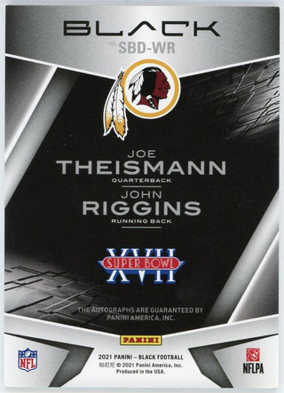 Joe Theismann & John Riggins Autographed 2021 Panini Black Super Bowl XVII Card