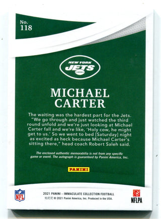 Michael Carter 2021 Panini Immaculate Collection #118 Auto Card /25