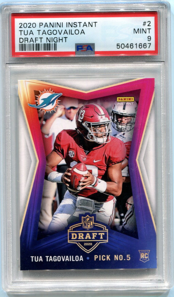 Tua Tagovailoa 2020 Panini Instant Draft Night Card PSA 9