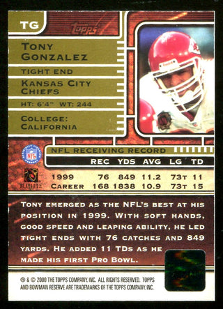 Tony Gonzalez 2000 Topps Certified Autograph Issue