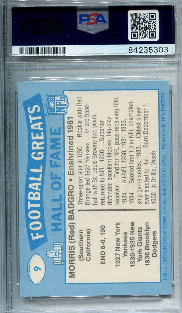 Morris "Red" Badgro 1988 Autographed Swell Football Card (PSA)