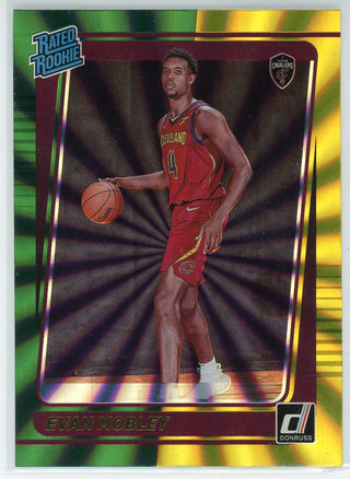 Evan Mobley 2021-22 Panini Donruss Rated Rookie Card #225 Yellow Green Foil