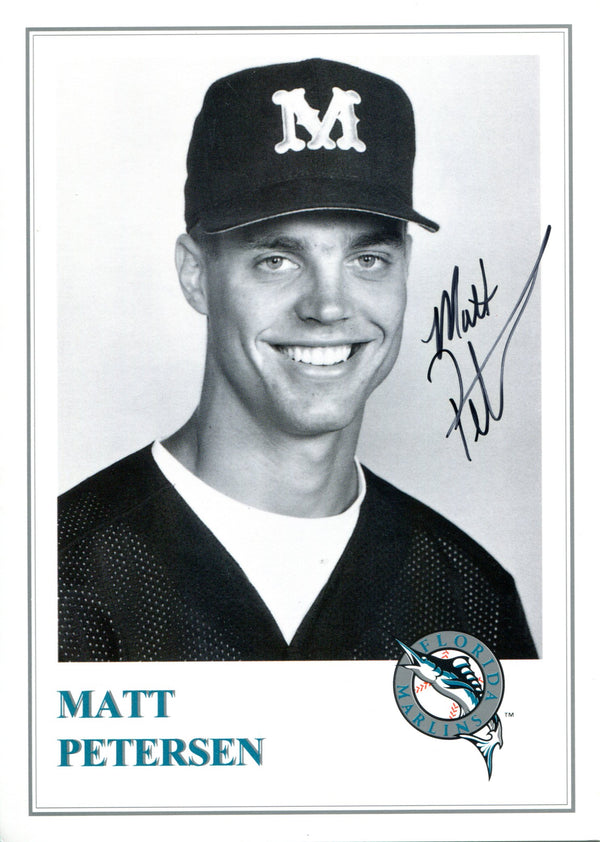 Matt Petersen Autographed Florida Marlins Over Sized Card
