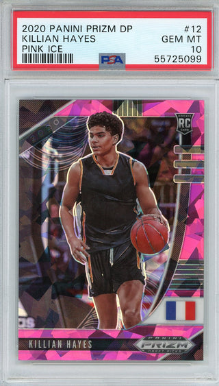 Killian Hayes 2020 Panini Prizm Draft Pink Cracked Ice Rookie Card #12 (PSA)