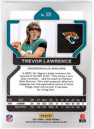 Trevor Lawrence 2021 Panini Prizm Rookie Card #331
