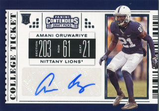 Amani Oruwariye Autographed 2019 Contenders Draft Picks Rookie Card