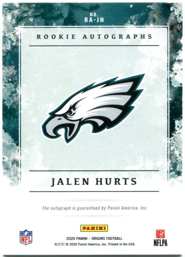 Jalen Hurts Autographed 2020 Panini Origins Rookie Card #RA-JH