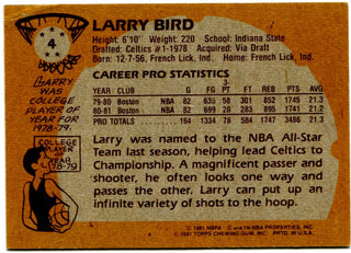 Larry Bird 1981 Topps Card #4