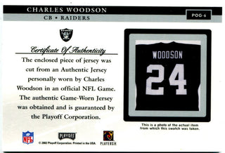 Charles Woodson Oakland Raiders Playoff Piece of the Game Authentic Game Worn Jersey #POG-6