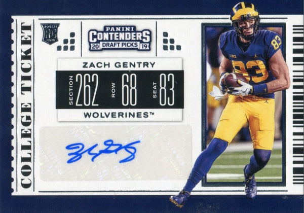 Zach Gentry Autographed 2019 Contenders Draft Picks Rookie Card