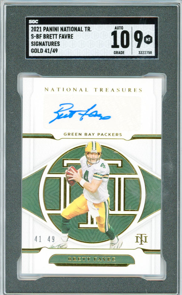 Brett Favre Autographed 2021 Panini National Treasures Signatures Card #S-BF (SGC)