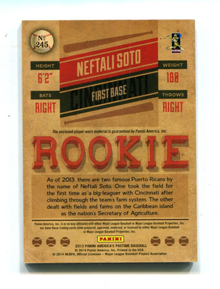 Netfali Soto 2013 Panini Americas Pastime Rookie Jersey Card #245 /10