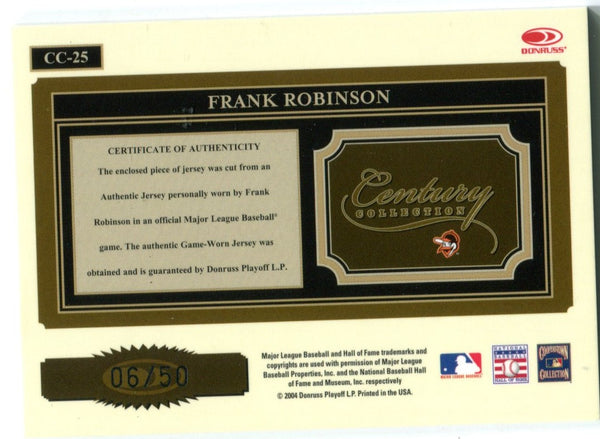 Frank Robinson 2004 Donruss Playoff Century Collection #CC25 Card /50