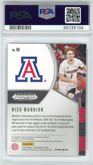 Nico Mannion 2020 Panini Prizm Draft Red Cracked Ice Rookie Card #58 (PSA)