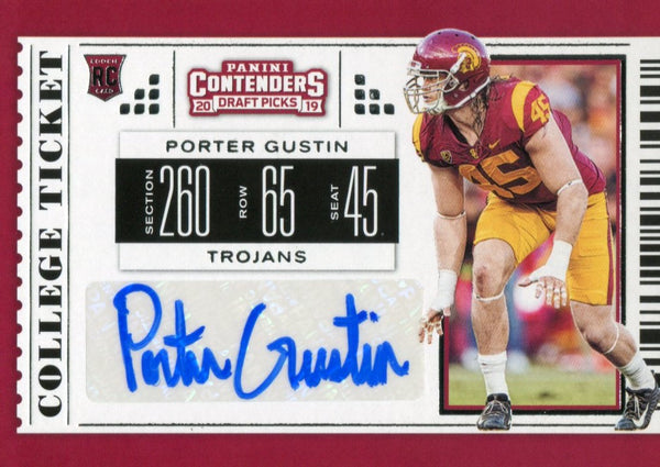 Porter Gustin Autographed 2019 Contenders Draft Rookie Card