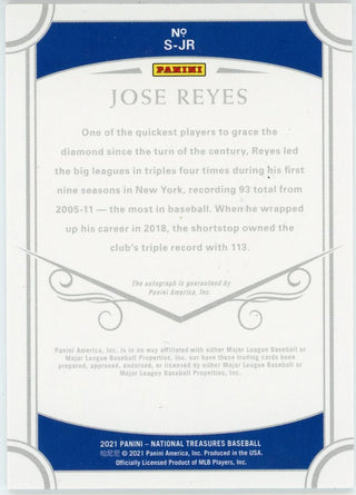 Jose Reyes Autographed 2021 Panini National Treasures Card #S-JR