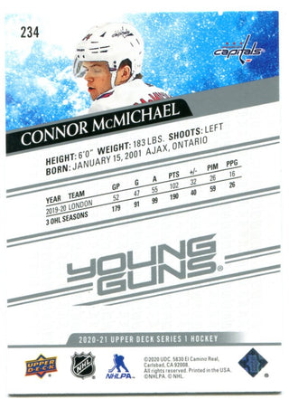 Connor McMichael Upper Deck Young Guns Rookie Card