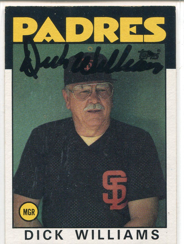 Dick Williams Autographed 1986 Topps Card #681