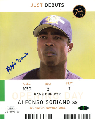 Alfonso Soriano Autographed 8x10 Oversized Just Minors Card (JSA)